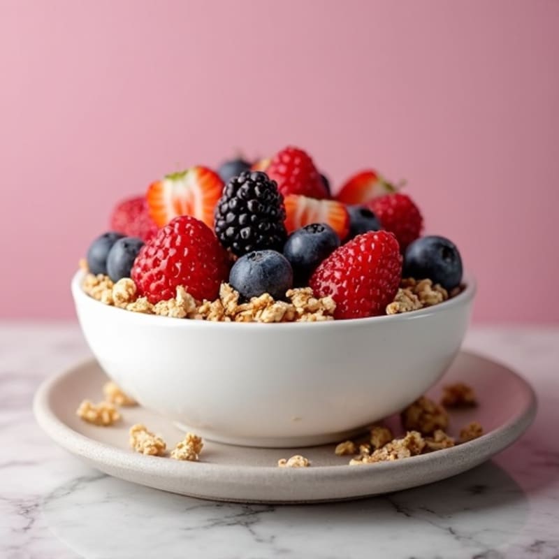 Creamy Greek Yogurt Bowl with Mixed Berries and Protein Granola