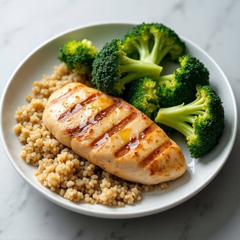 Grilled Chicken Breast with Roasted Broccoli and Quinoa