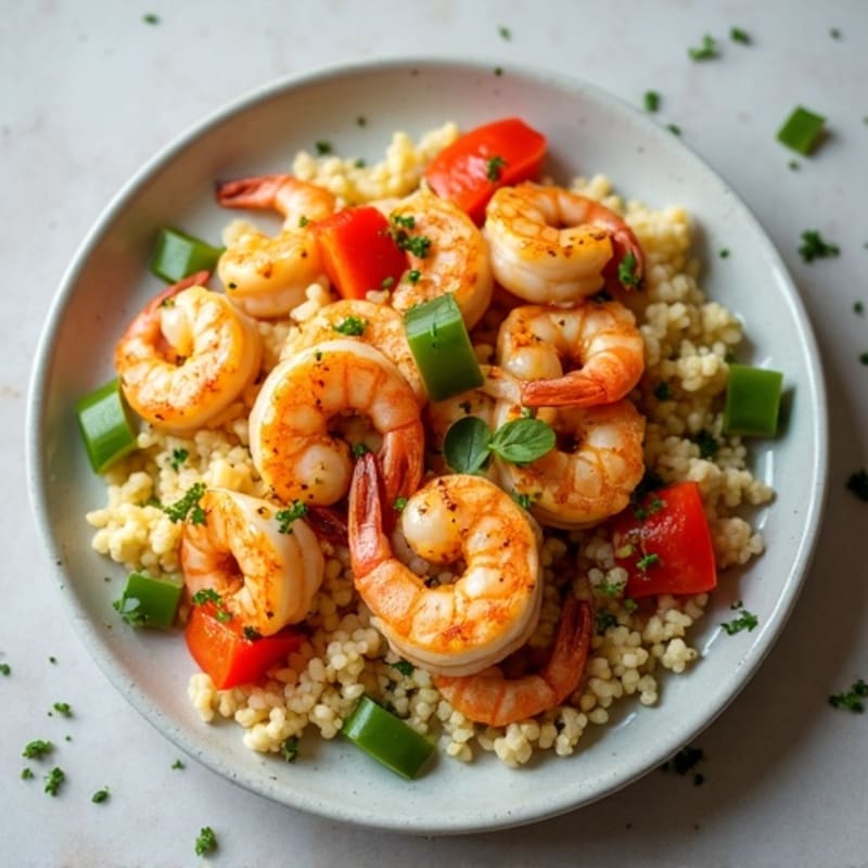 Spicy Shrimp and Chicken Cauliflower Rice Skillet