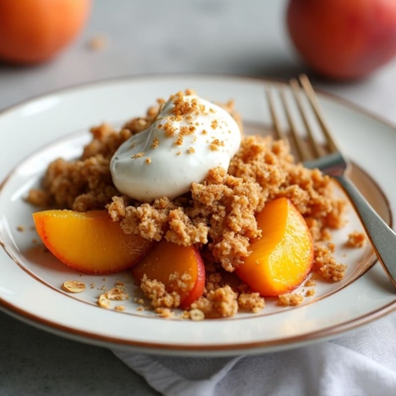 Baked Peaches with Crispy Whole Grain Crumble
