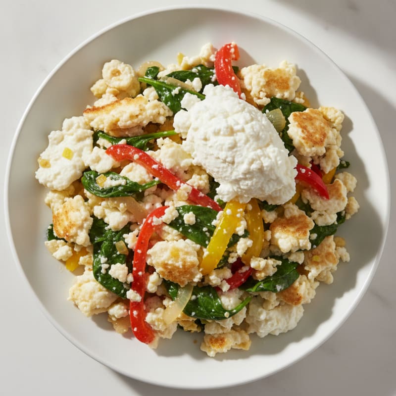 Egg White Veggie Scramble with Cottage Cheese