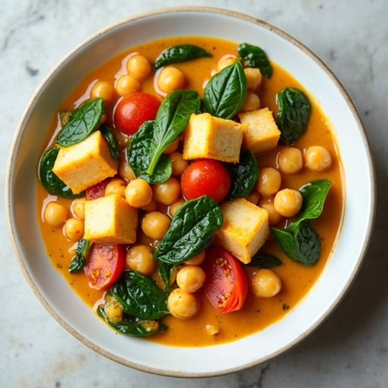 Healthy Creamy Chickpea and Spinach Curry