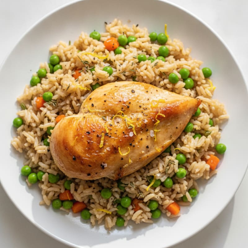 Lemon-Herb Roasted Chicken with Rice Pilaf