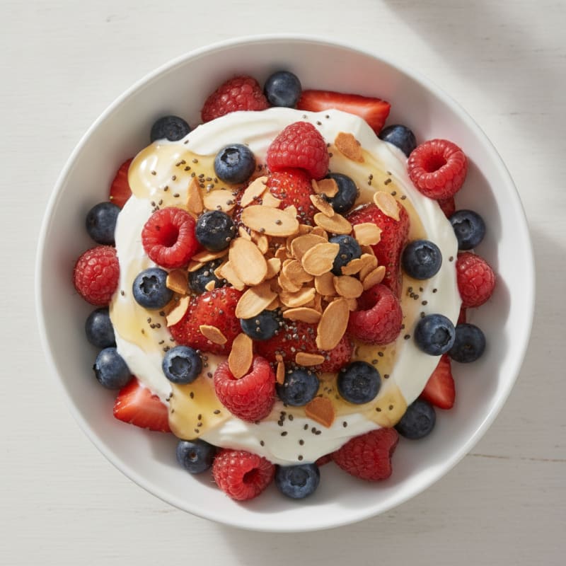 Creamy Greek Yogurt Parfait with Mixed Berries and Almonds