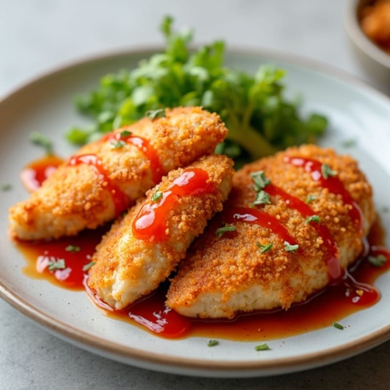Crispy Baked Ginger-Garlic Chicken with Sweet Chili Sauce