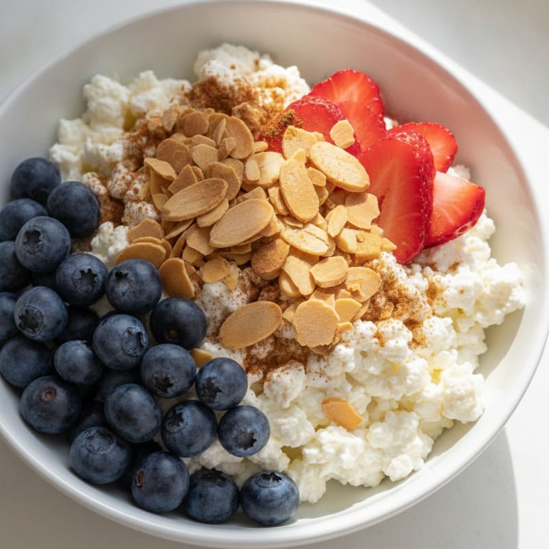 Cottage Cheese and Berry Protein Bowl with Almonds