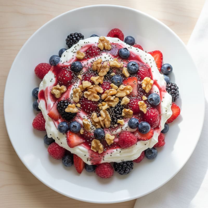 Greek Yogurt Protein Parfait with Mixed Berries