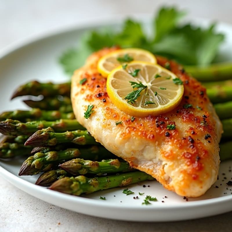 Crispy Lemon-Herb Chicken with Roasted Asparagus