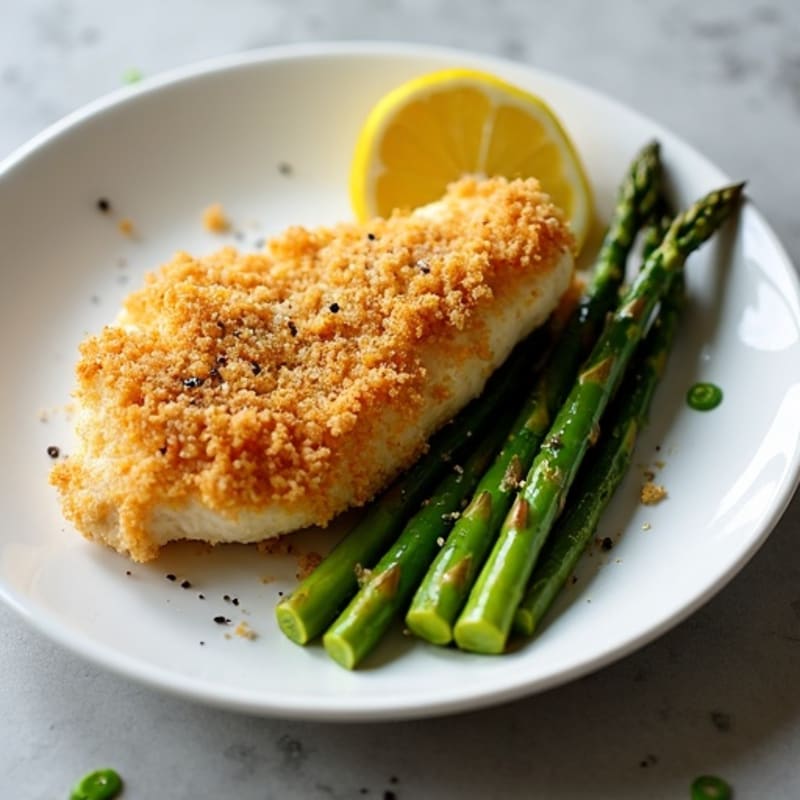 Crispy Buttermilk Baked Chicken with Roasted Asparagus