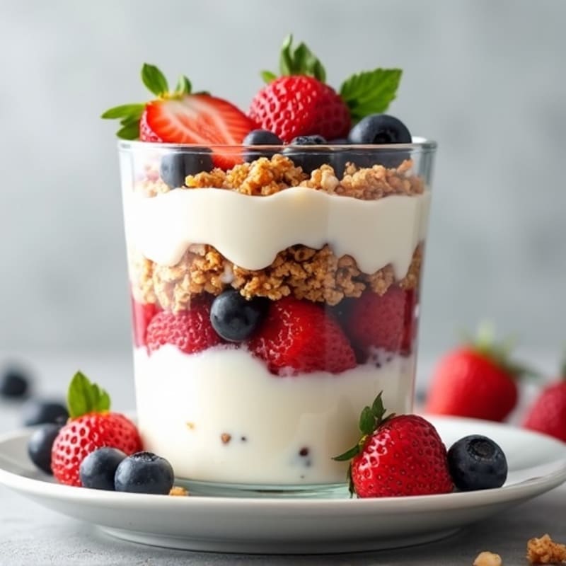 Creamy Greek Yogurt Parfait with Mixed Berries and Protein Granola