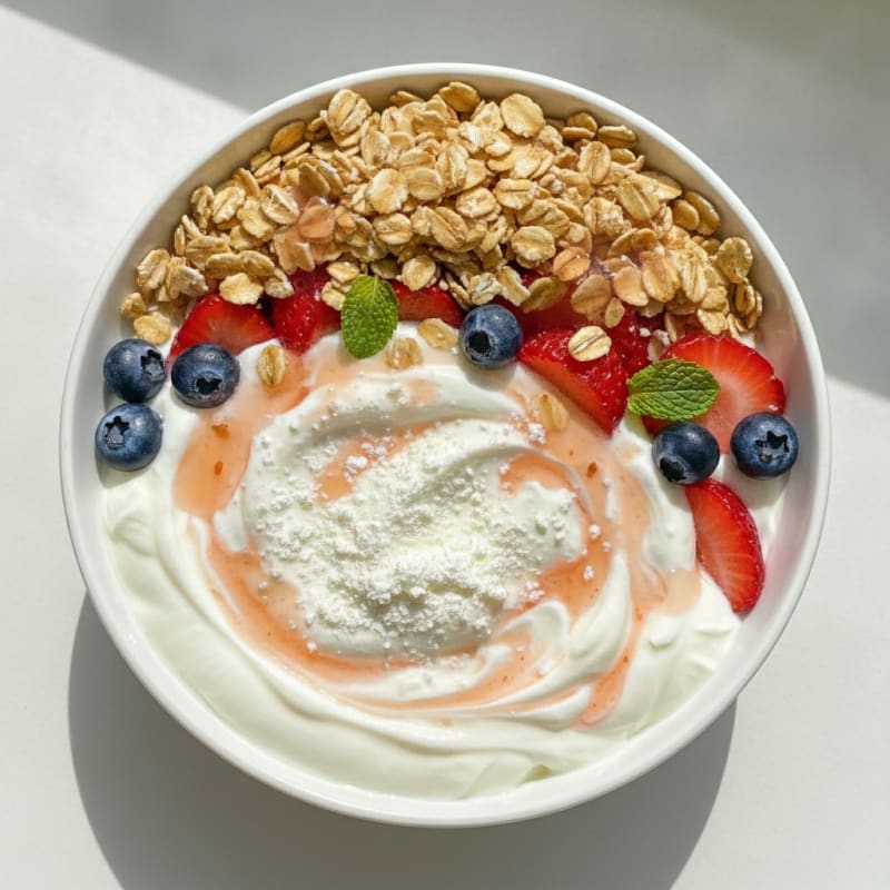 Greek Yogurt Protein Parfait with Fresh Fruit and Collagen Peptides