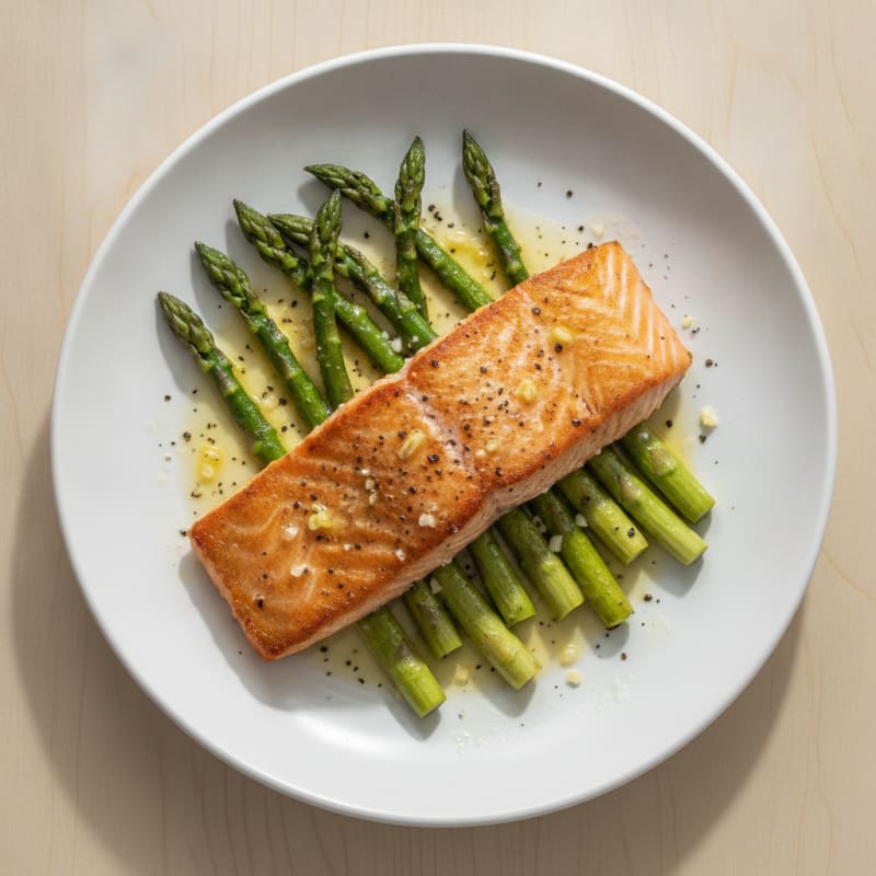 Pan-Seared Salmon with Roasted Asparagus