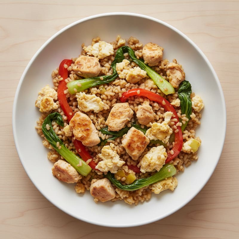 Scrambled Egg White and Chicken Stir Fry Bowl