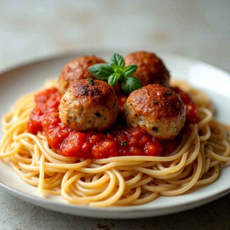 Lean Turkey Meatballs with Whole Wheat Spaghetti and Fresh Tomato Sauce