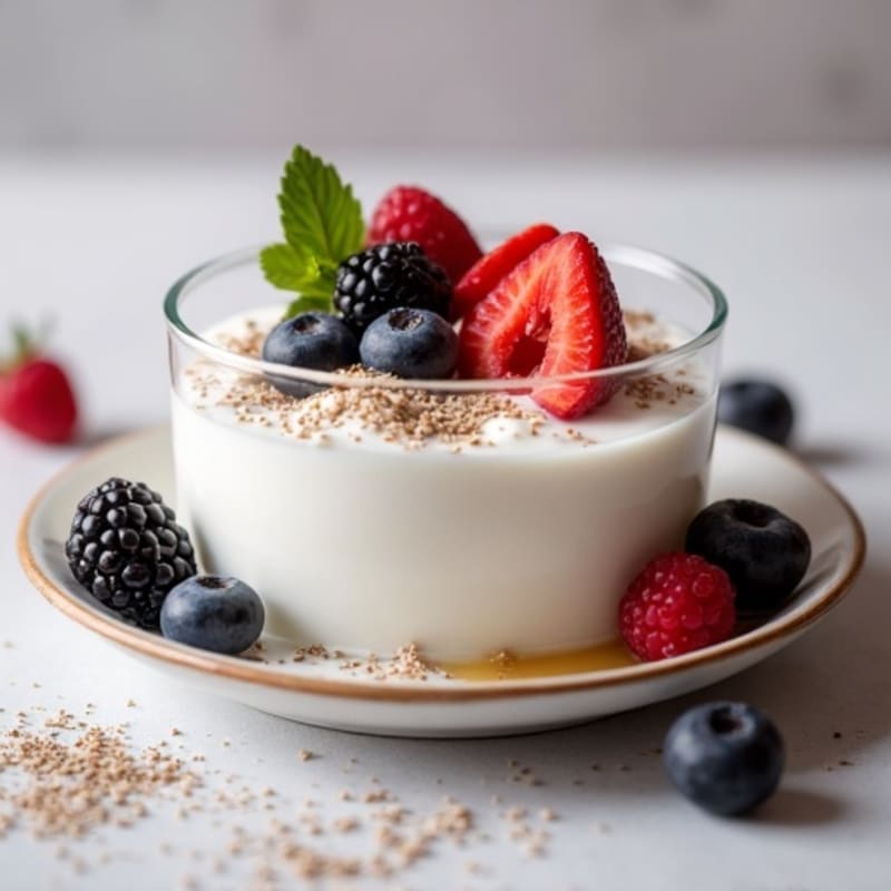 Greek Yogurt Protein Pudding with Mixed Berries