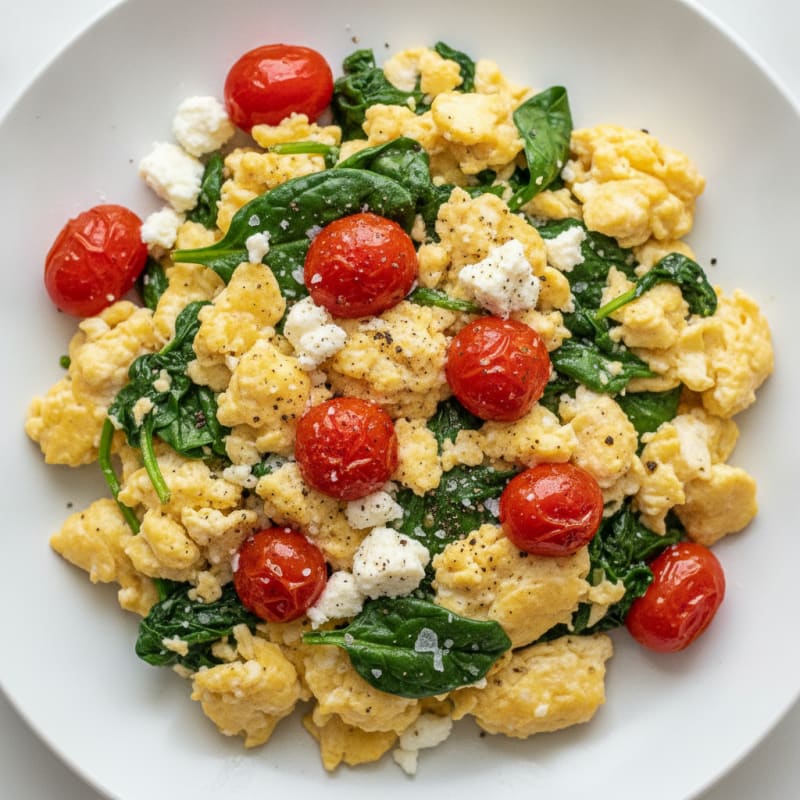 Hearty Scrambled Eggs with Spinach