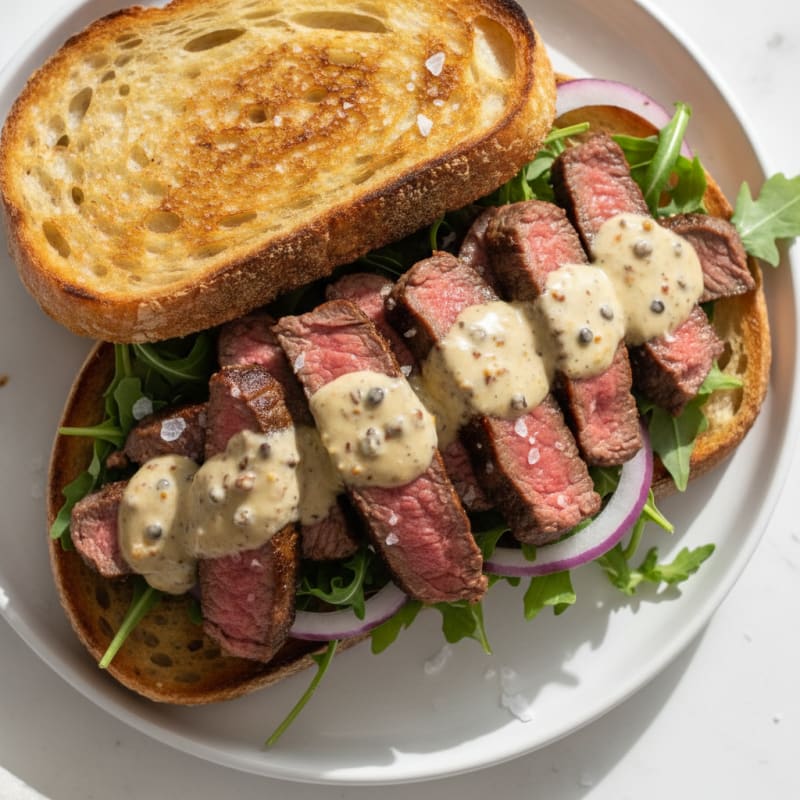 Pan-Seared Steak Peppercorn Sandwich
