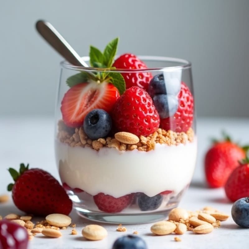 Greek Yogurt Protein Parfait with Mixed Berries and Almonds