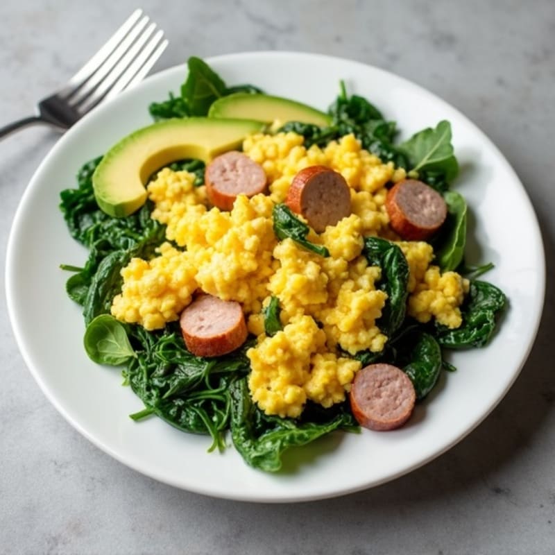Egg White and Turkey Sausage Scramble with Spinach