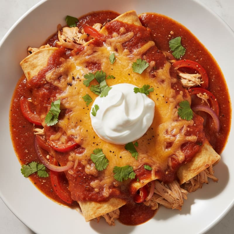 Chicken Enchiladas with Red Chili Sauce