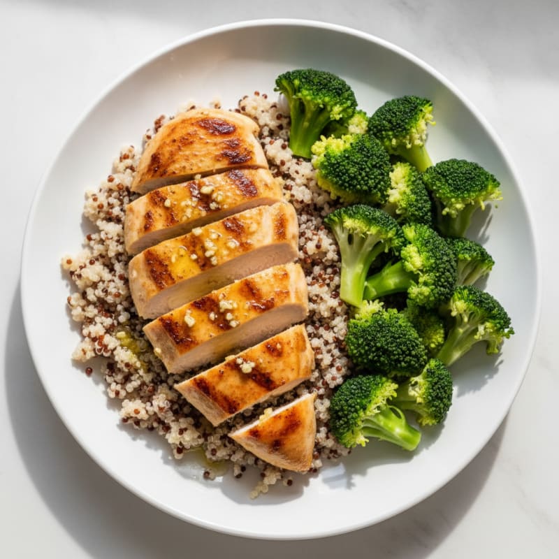 Grilled Chicken Breast with Quinoa and Steamed Broccoli