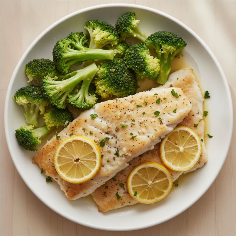 Oven-Baked Lemon Herb Cod with Steamed Broccoli