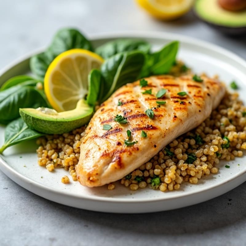 Grilled Chicken Breast with Quinoa Spinach Salad