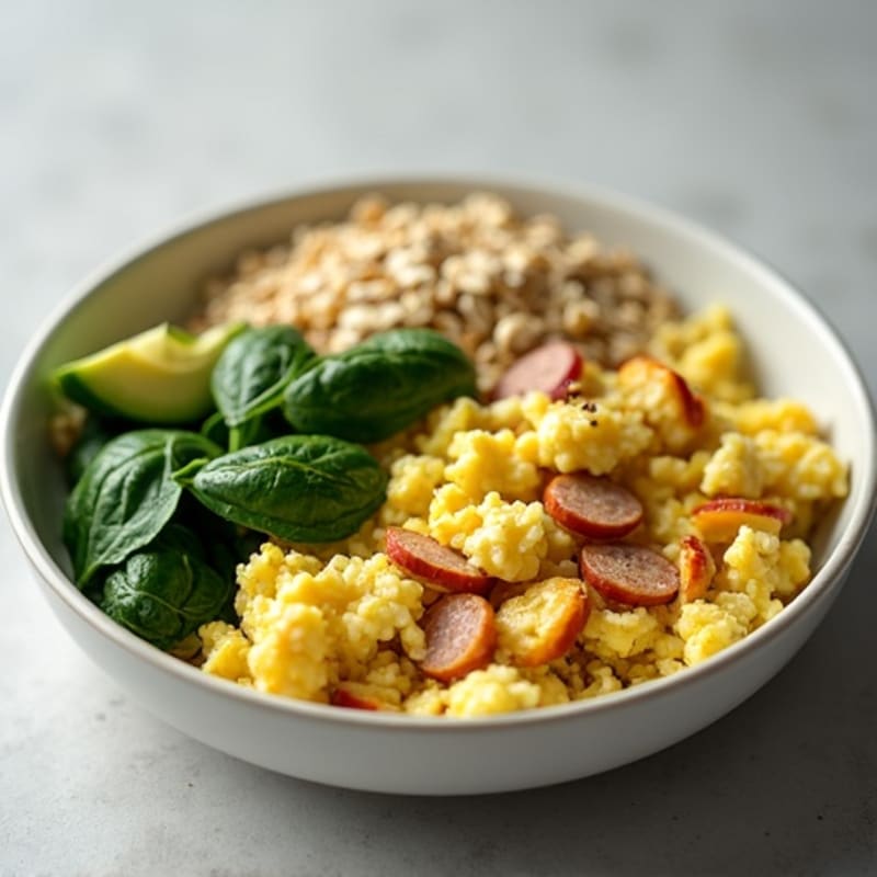 Egg White and Turkey Sausage Scramble with Spinach