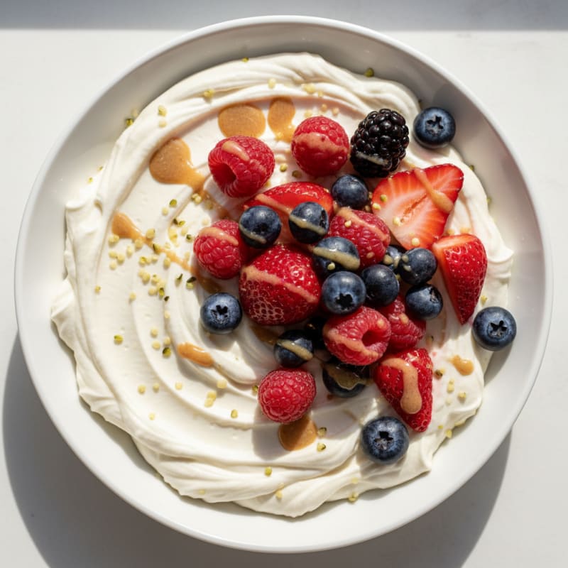 Silky Greek Yogurt Protein Mousse with Mixed Berries