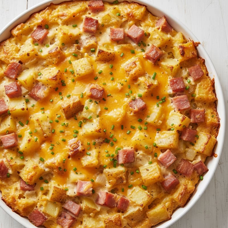 Ham and Potato Casserole with Cheddar