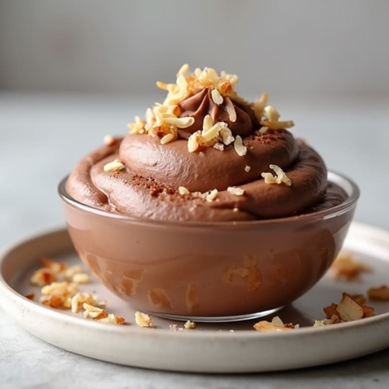 Chocolate Protein Mousse with Toasted Coconut
