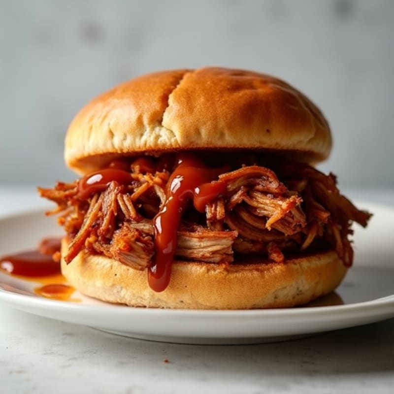 Lean Slow-Cooked Smoky BBQ Pulled Pork on Whole Grain Buns