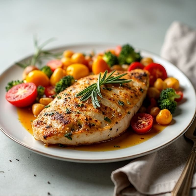Herb-Crusted Pan Seared Chicken with Roasted Vegetables