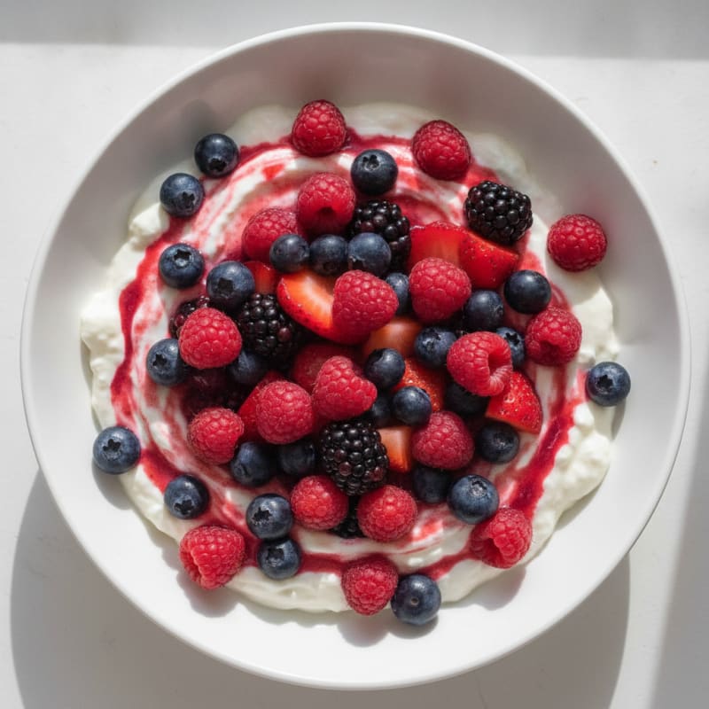 Silky Protein Greek Yogurt with Mixed Berries and Whey Protein