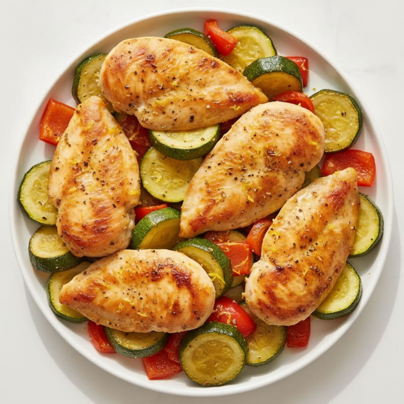 Lemon-Herb Roasted Chicken and Zucchini
