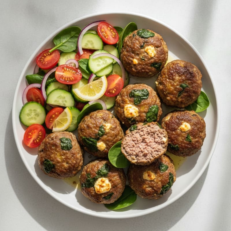 Greek Ground Beef Meatballs with Feta
