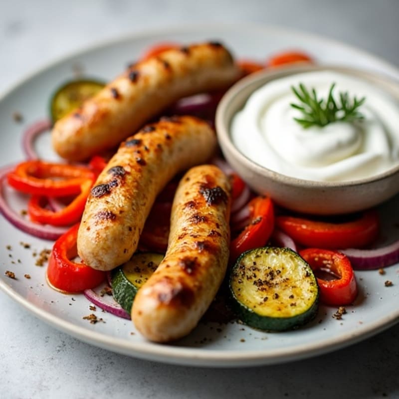 Sheet Pan Crispy Chicken Sausage with Roasted Bell Peppers and Zucchini