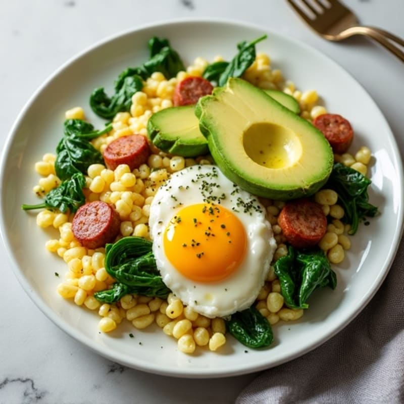Egg White Scramble with Spinach and Turkey Sausage