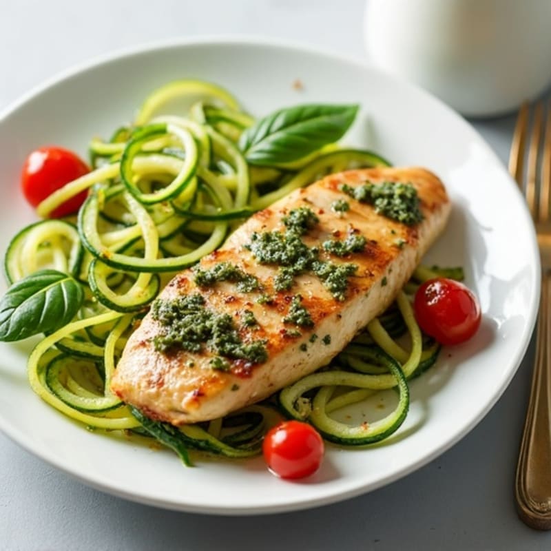 Creamy Pesto Chicken with Zucchini Noodles