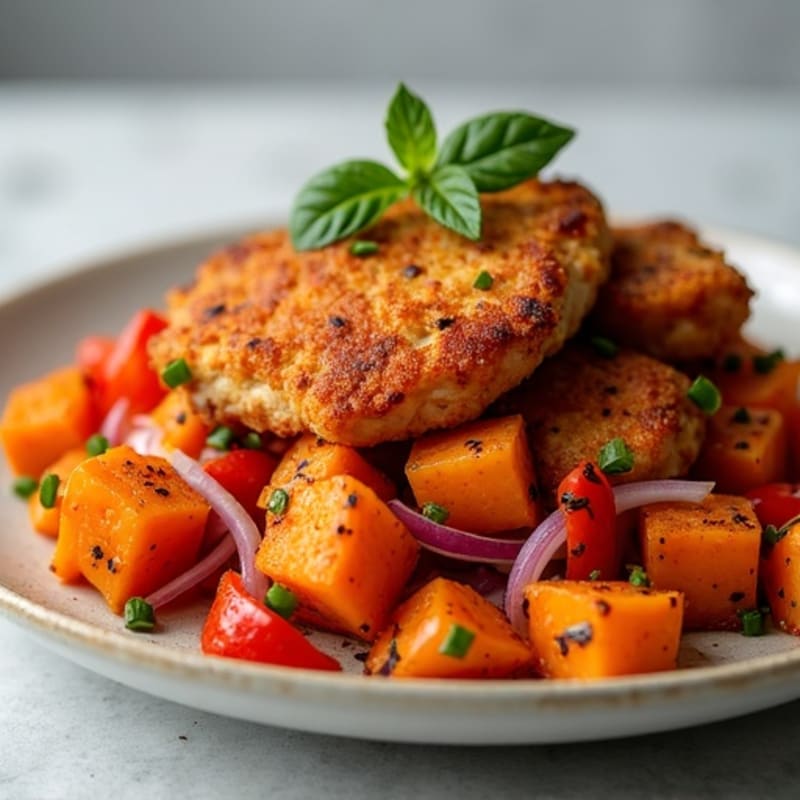 Crispy Chicken Sweet Potato Hash