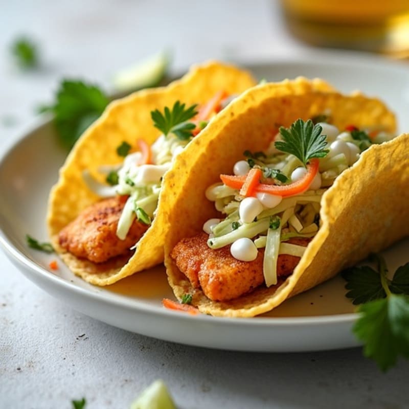 Crispy Baked Fish Tacos with Lime Slaw