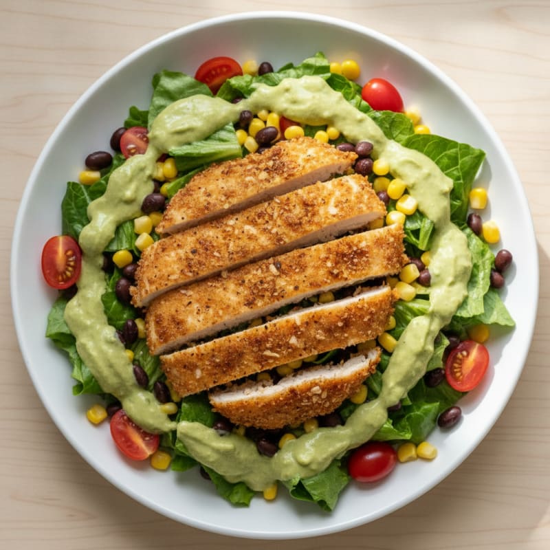 Southwest Crispy Chicken Salad with Avocado Ranch