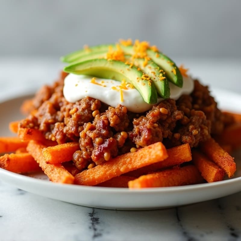 Smoky Pulled Pork Loaded Sweet Potato Fries