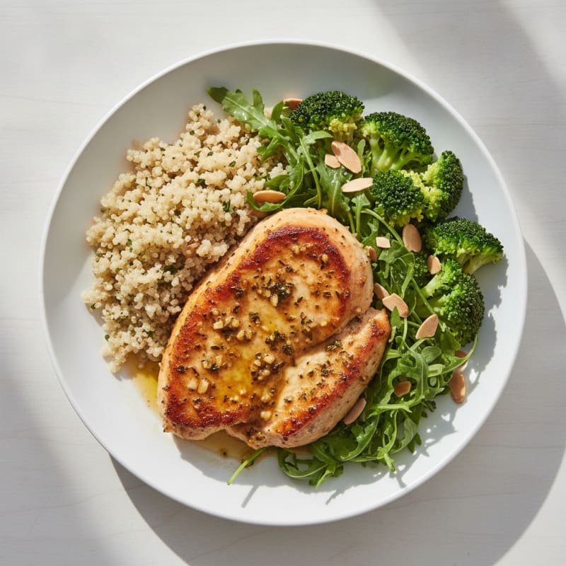 Seared Turkey Breast with Steamed Broccoli and Quinoa