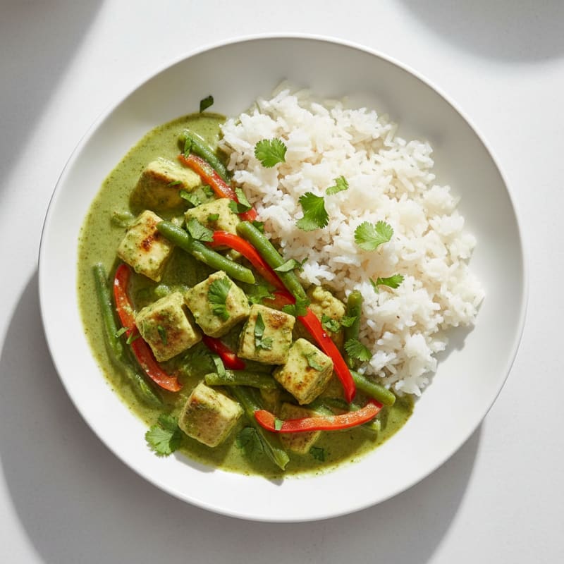 Green Curry Chicken with Coconut Rice