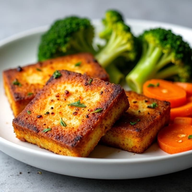 Crispy Baked Tofu with Roasted Broccoli and Carrots