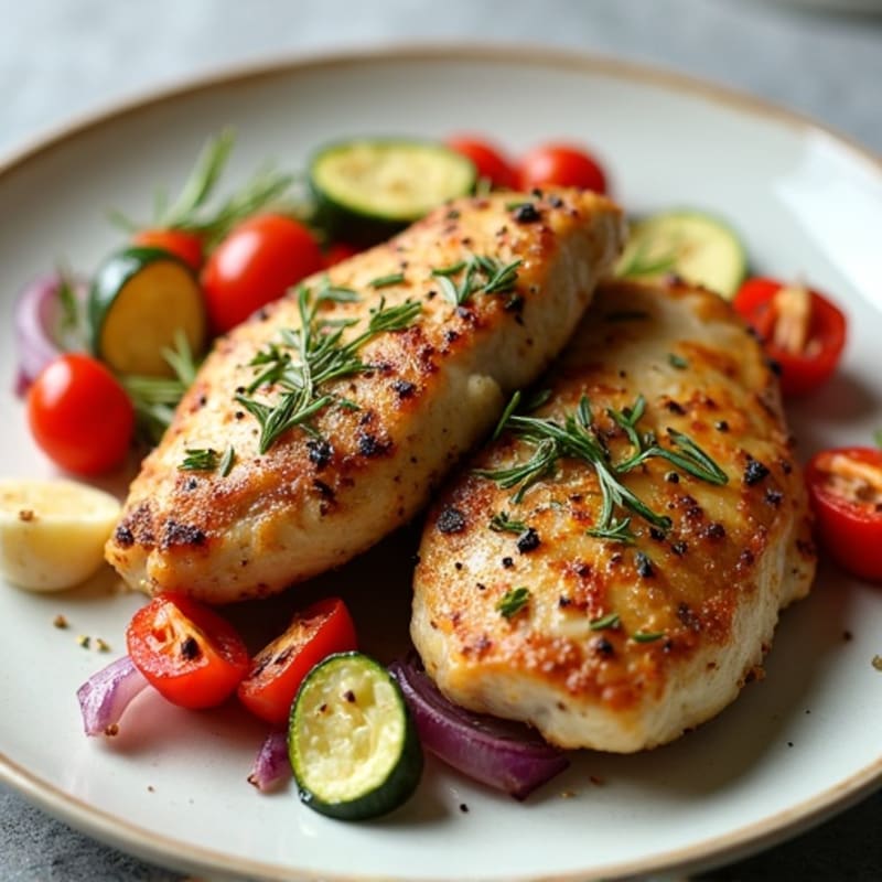 Herb-Crusted Pan Seared Chicken with Roasted Vegetables