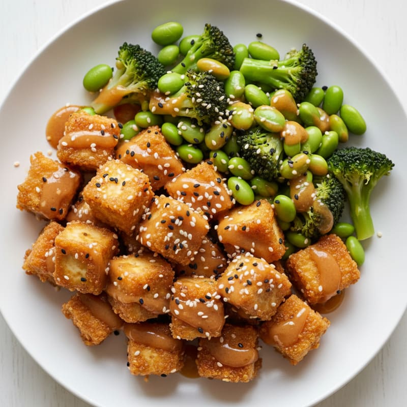 Crispy Sesame Tofu with Ginger Glaze