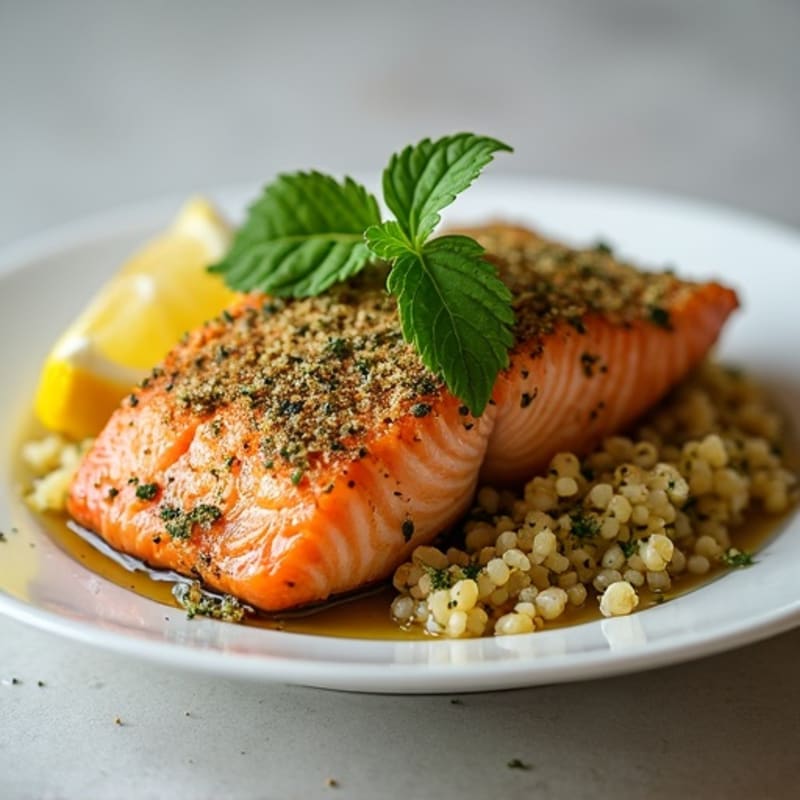 Herb-Crusted Baked Salmon with Quinoa