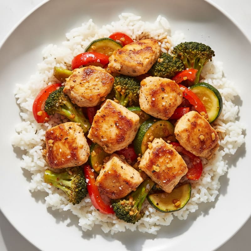 Savory Chicken and Roasted Vegetable Rice Bowl